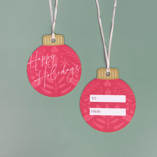 Red Happy Holidays Gift Tag
