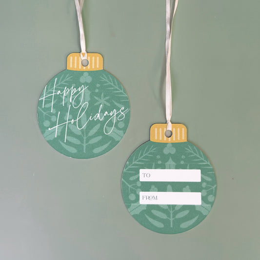 Green Happy Holidays Gift Tag